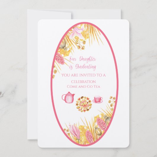 Magnolia Rahmen unsere Tochter ist Leinen Geschlos Einladung (Vorderseite)