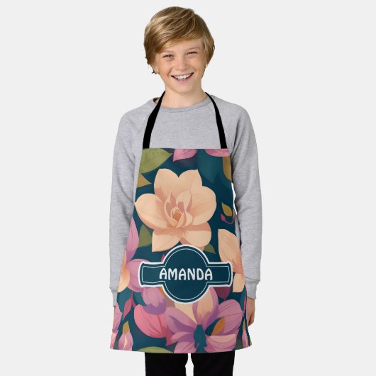 Magnolia Rainbow Personalisiertes Muster Schürze (Getragen)