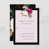 Magnolia | Reaktion auf Hochzeiten rot RSVP Karte (Vorne/Hinten)