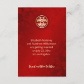 Magnolia Red Chinese Wedding Save the Date Card Begleitkarte (Rückseite)