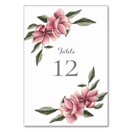 Magnolia Rosa und Blütentische Tischkarte Tischnummer