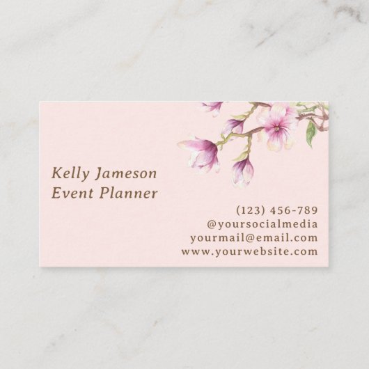 Magnolia | Rosa und Minimalistische Blüten Visitenkarte (Rückseite)