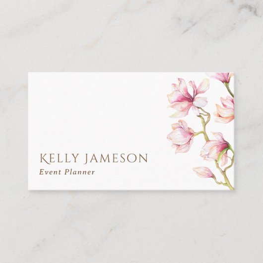 Magnolia | Rosa und Minimalistische Blüten Visitenkarte (Vorderseite)
