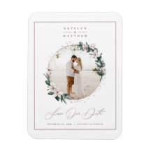 Magnolia & Rose Gold Circle Foto Save the Date