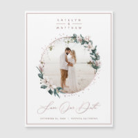 Magnolia & Rose Gold Circle Foto Save the Date