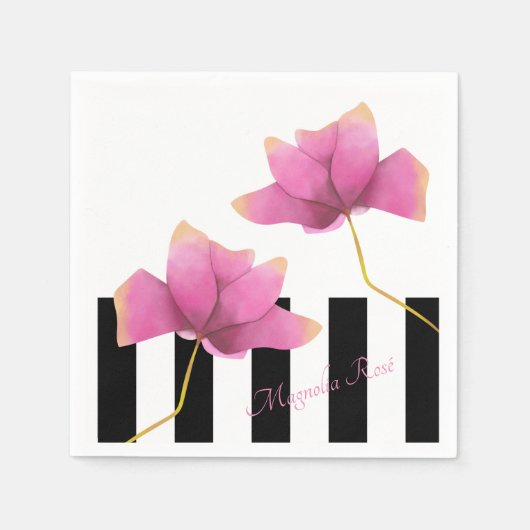 Magnolia Rosé Modernes Blumendesign Serviette (Vorderseite)