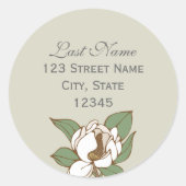 Magnolia-Rücksendeadresse Runder Aufkleber (Vorderseite)