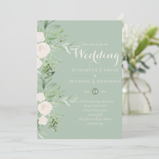 Magnolia Sage Green Floral Wedites (Stehend Vorderseite)