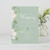 Magnolia Sage Green Floral Wedites Einladung (Stehend Vorderseite)