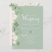 Magnolia Sage Green Floral Wedites Einladung (Vorne/Hinten)