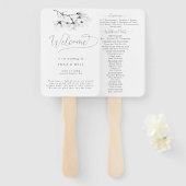 Magnolia Schwarz-weiß Art Wedding Program Fächer (Vorne und Hinten)