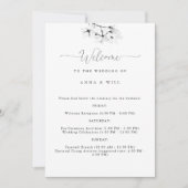 Magnolia - Schwarz-weiße Hochzeitsreise Einladung (Vorderseite)