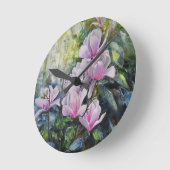 Magnolia Serenity - Florentiner Kunst - Lukian Runde Wanduhr (Winkel)