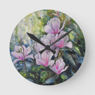 Magnolia Serenity - Florentiner Kunst - Lukian Runde Wanduhr