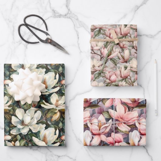 Magnolia-Set des Wrapping Paper Geschenkpapier Set (Vorderseite)