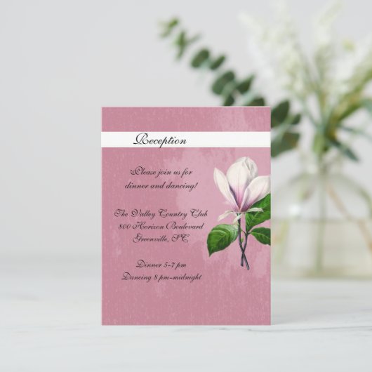Magnolia Song Empfang Card Einladung (Stehend Vorderseite)