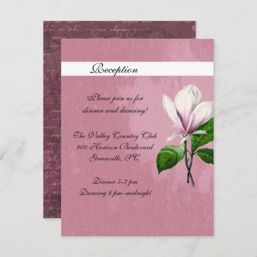 Magnolia Song Empfang Card Einladung (Vorne/Hinten)