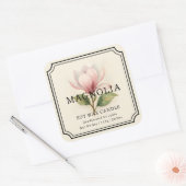 Magnolia Soy Wax Candle Business Label Quadratischer Aufkleber (Umschlag)
