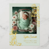 Magnolia Spring Baby Birth Foil Announcement Folieneinladung (Vorderseite)