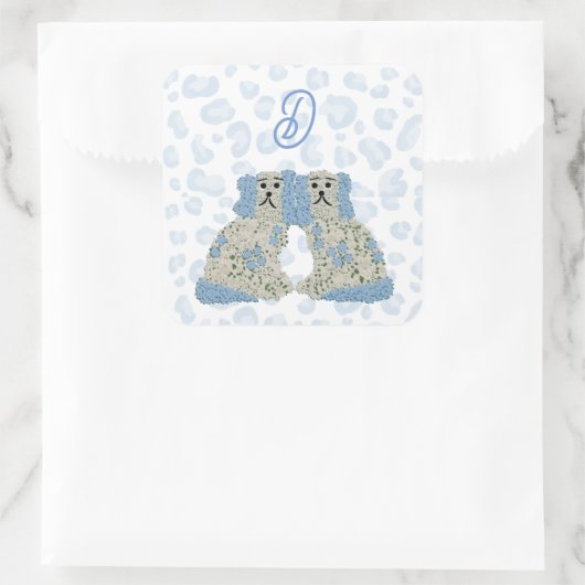 Magnolia Staffordshire Dogs Ginger Jars Jar Quadratischer Aufkleber (Tasche)