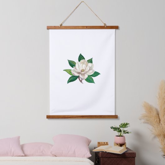 Magnolia Tapestry Wandteppich Mit Holzrahmen (Schlafzimmer)