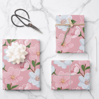 Magnolia Touch Wrapping Paper Flat Sheet Set of 3 Geschenkpapier Set