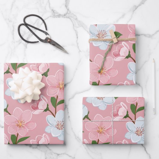 Magnolia Touch Wrapping Paper Flat Sheet Set of 3 Geschenkpapier Set (Vorderseite)