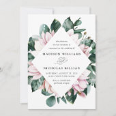 Magnolia und Eukalyptus | Blumenzargen Einladung (Vorderseite)