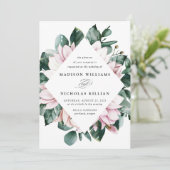 Magnolia und Eukalyptus | Blumenzargen Einladung (Stehend Vorderseite)