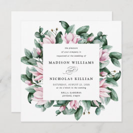Magnolia und Eukalyptus | Square Wedding Einladung