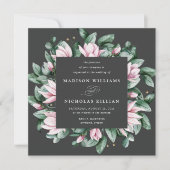 Magnolia und Eukalyptus | Square Wedding Einladung (Vorderseite)