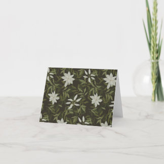 Magnolia und grüne Blätter auf schwarz Dankeskarte