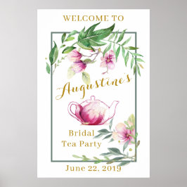 Magnolia und Grüne Bridal Tea Begrüßung Poster