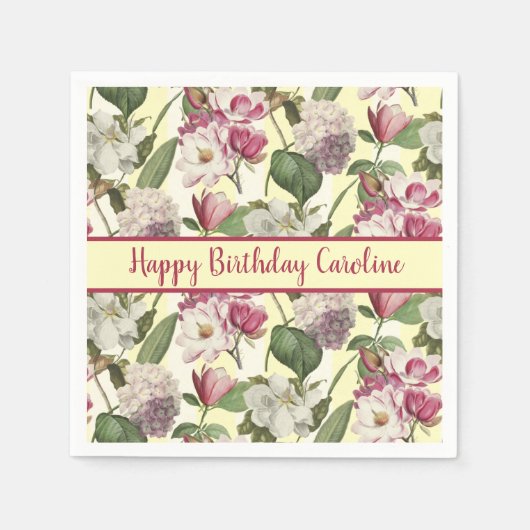 Magnolia und Hydrangea Blume Süd Serviette (Vorderseite)