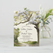 Magnolia und Moss Southern Charm Wedding Einladung (Stehend Vorderseite)