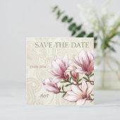 Magnolia und Paisley Wedding Save the Date (Stehend Vorderseite)