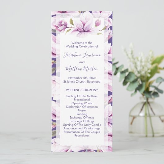 Magnolia Violet Blumenzeremonie Programm (Stehend Vorderseite)