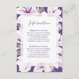 Magnolia Violet Floral Wedding Information Cards Begleitkarte