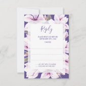 Magnolia Violet Floral Wedding Repards RSVP Karte (Vorderseite)
