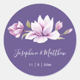 Magnolia Violet Floral Wedding Stickers
