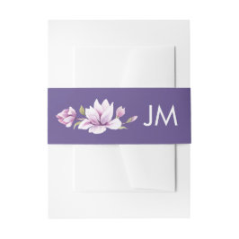 Magnolia Violet Monogram Floral Wedding Einladungsbanderole