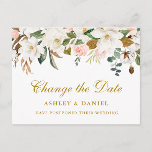 Magnolia Wasserfarbe Änderung des Datums Gold Postkarte