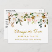 Magnolia Wasserfarbe Änderung des Datums Gold Postkarte (Vorne/Hinten)