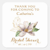 Magnolia Wasserfarbe Lila Brautparty Quadratischer Aufkleber (Vorderseite)