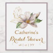 Magnolia Wasserfarbe Lila Brautparty Weinetikett (Einzelnes Label)