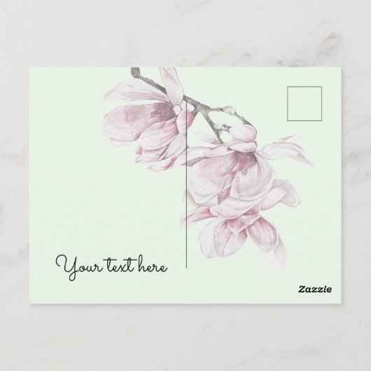 Magnolia Wasserfarbe Postkarte (Rückseite)