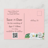 Magnolia Wasserfarbe Save the Date Foto Postkarte (Rückseite)