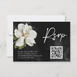 Magnolia Wedding QR Code RSVP Karte