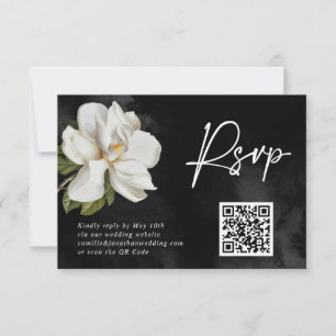 Magnolia Wedding QR Code RSVP Karte