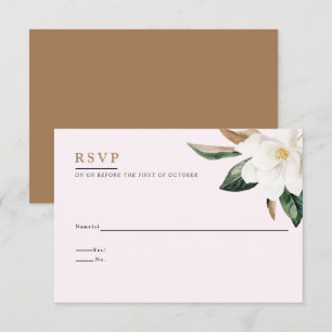 Magnolia Wedding Reply Card   Rosa Einladung